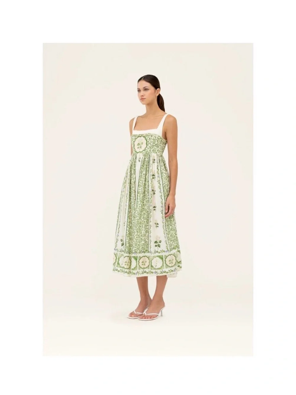 Agua by Agua Bendita Barbara Floral Cotton Midi Dress Size: Small - Picture 4 of 10